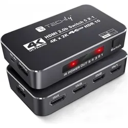 Techly EFB 4K 5in 1out HDMI 2.0b SwitHDR HDCP2.2mit Fernbedienung, Switch Box