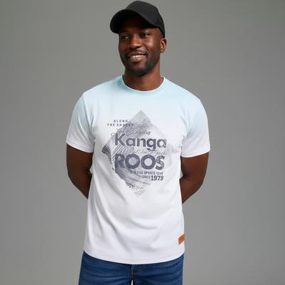 T-Shirt KANGAROOS, Herren, Gr. L, weiß (aqua), Single Jersey, Obermaterial: 100% Baumwolle, schmal, Rundhals, angesetztes Bündchen, Shirts T-Shirt, schmale Passform, Halbarm, angesetztes Bündchen am Ärmelabschluss