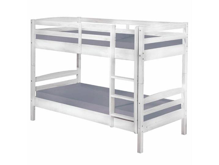 ALASKA - Lits Superposés 90x190cm + Sommiers Bois Massif Vernis Blanc