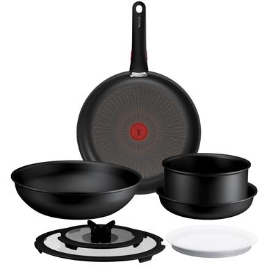 Pfannen-Set TEFAL "Ingenio Excellence Fusion", schwarz, Pfannen, abnehmbarer Ingenio-Griff, Thermo-Signal, stapelbar, Induktion