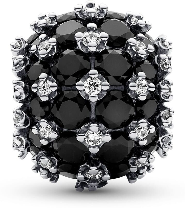 Charm Pandora Noir Rond Pavé Scintillant Femme