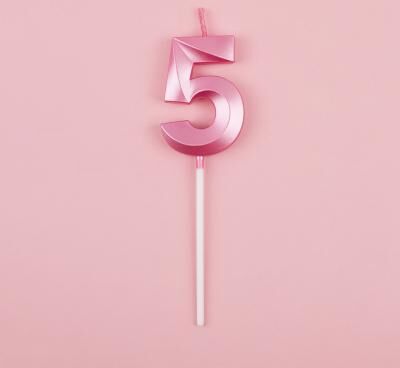 Multisell Products Hub Blue Pink Number Candles, Cake Topper For Birthday, Baby Shower Decorations pink No 5