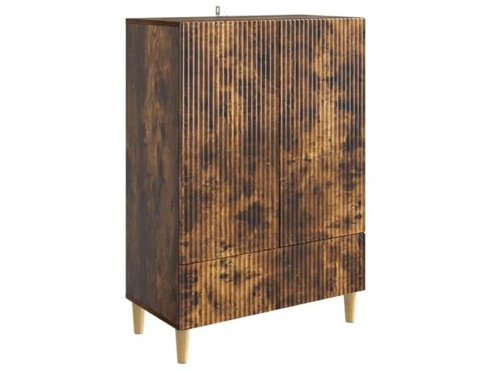 TEKGHUT Sideboard Geräucherte Eiche 66 x 34,5 x 95 cm Holzwerkstoff Schiebetüren, verstellbare Regale, mehrere Fächer, trockenes Mikrofasertuch, direkte Sonneneinstrahlung vermeiden