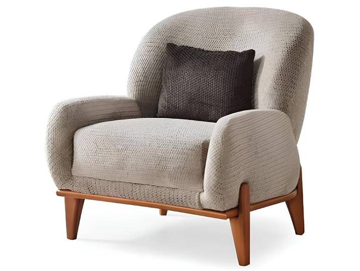 JVmoebel Sessel Eleganter grauer Ohrensessel mit Holzfüßen und gemütlichen Armlehnen (Sessel), Made in Europa