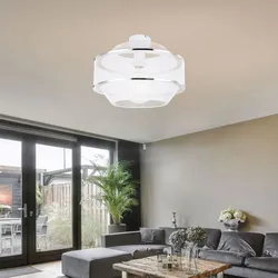 Deckenlampe Drahtgeflecht Esszimmer Designlampe Deckenleuchte 1 flammig mit zwei Chromringen in Gitteroptik, Metall Käfig weiß, 1x E27 Fassung, DxH 27,5x12x21,5 cm