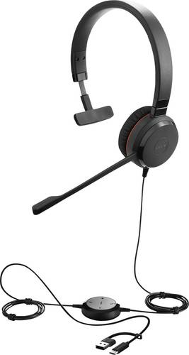 Jabra Evolve 30 II On Ear Headset kabelgebunden Mono Schwarz Noise Cancelling, Mikrofon-Rauschunterdrückung Headset