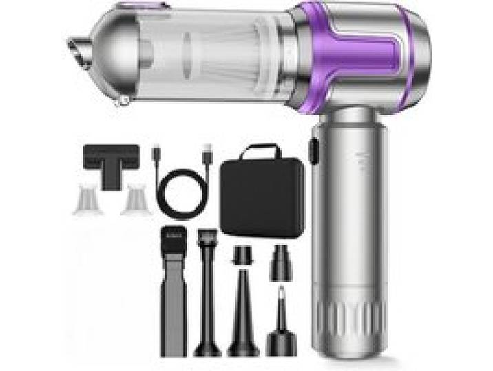 Aspirateur à Main 27000Pa Aspirateur Voiture Puissant sans Fil 4-en-1 Mini Aspirateur Vidage Automatique 1Touche 3*2500mAh Violet