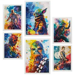 POSTER Set Mit 6 Bunte Starwars A3 & A4 Weißer Rahmen