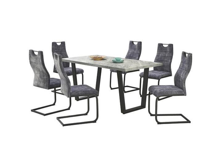Essgruppe Melbourne 7--Teilig. Metall/Textil/Holzwerkstoff