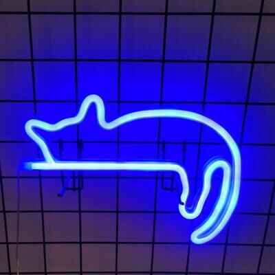 Uplift Picks Cute Cat Neon Light LED Bedroom Wall Decor blue 0 5 W