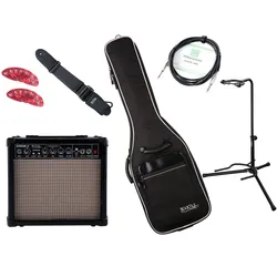 Rocktile E-Gitarren Add On Komplettset Medium inkl. Amp, Tasche, Gurt, Ständer, Kabel und Picks
