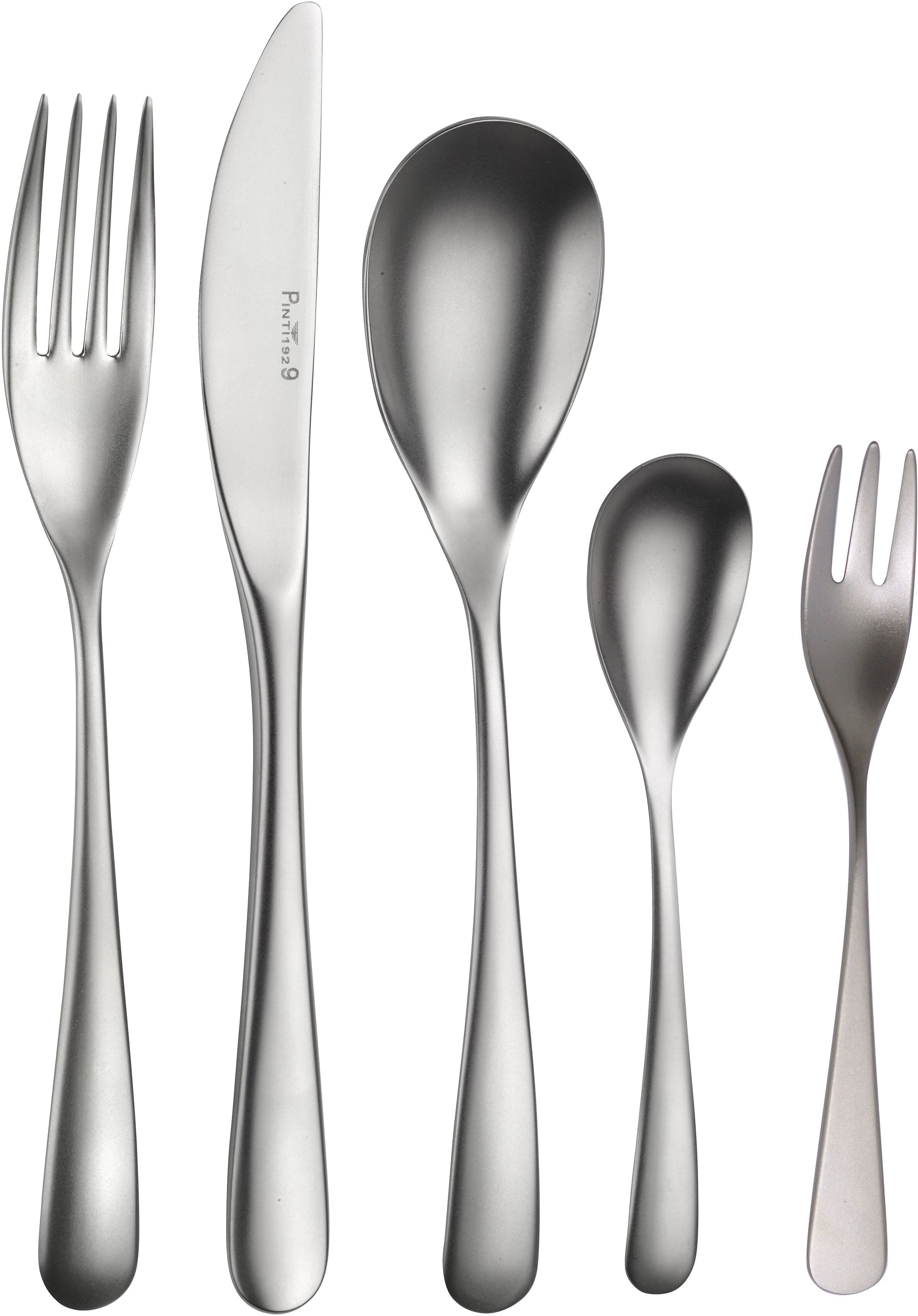 Besteck-Set PINTINOX "Swing", silber (silberfarben), 30 tlg., Edelstahl 18/10, Essbesteck-Sets, Optik sandgestrahlt