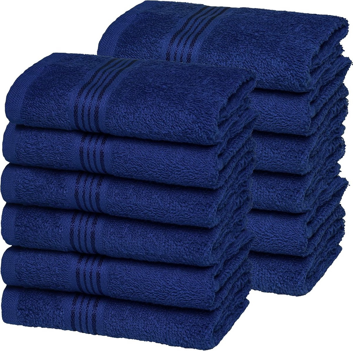 Set van 12 ultra zachte katoenen washandjes voor dagelijks gebruik - Marineblauw