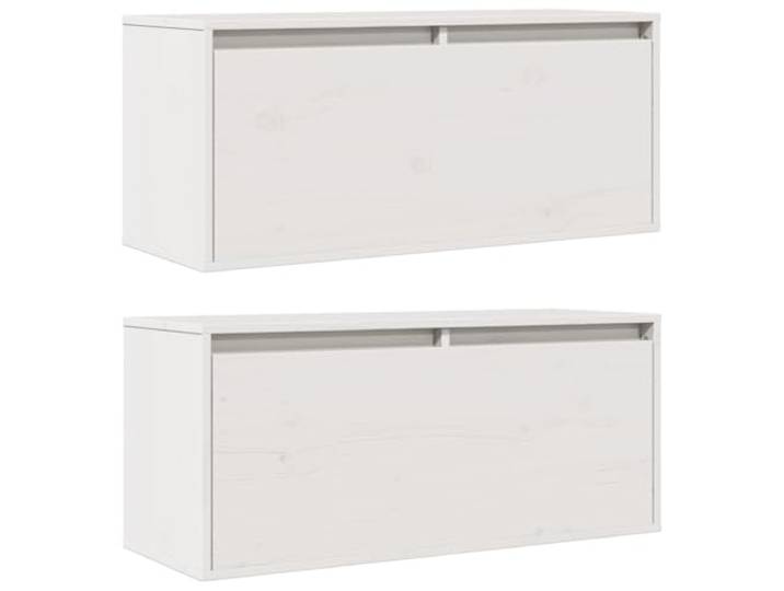 vidaXL 2X Wandschrank Hängeschrank TV Schrank Fernsehschrank Lowboard Fernsehtisch HiFi-Schrank Aufbewahrung Weiß 80x30x35cm Massivholz Kiefer