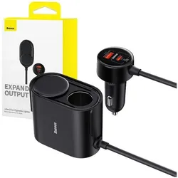 Baseus High Efficiency Pro 1-für-2 Auto-Zigarettenanzünder 30 W (Schwarz), Auto Adapter, Schwarz