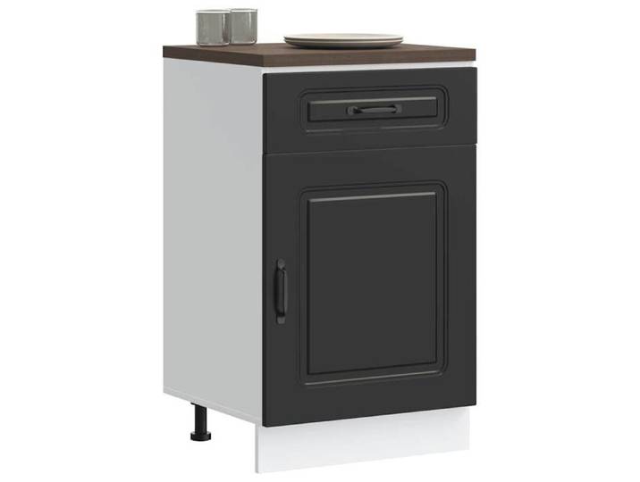 Armoire de cuisine Kalmar noir bois d'ingénierie meuble bas d'évier meuble bas de cuisine avec tiroir meuble bas 853478