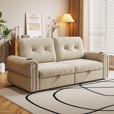 "GDFStudio - Chenille Convertible 2-Seater 80.4"" Sofa Bed"