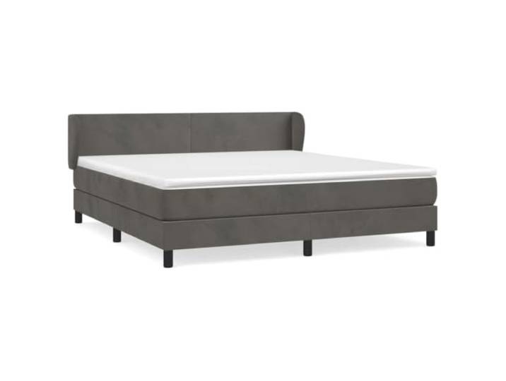 PUGYNBK Boxspringbett aus Samt, dunkelgrau, 160 x 200 cm Verstellbares Kopfteil, Taschenfedern, mittlere Festigkeit, Lederschutz