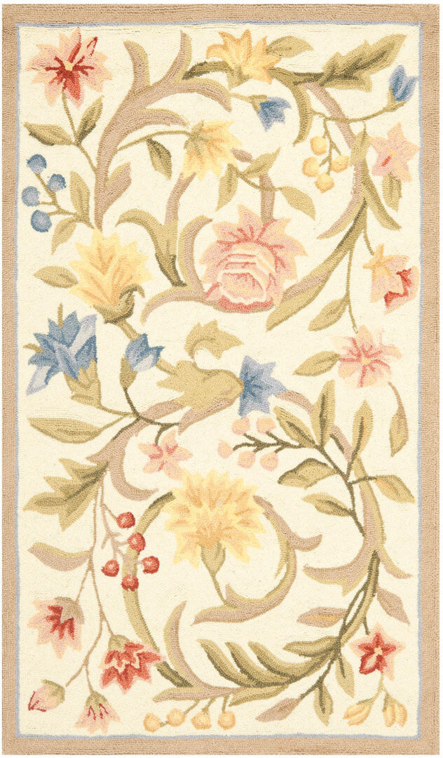 Marlow Home Co. Chelsea Floral Area Rug In Ivory Ivory Square 91 cm