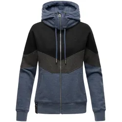 NAVAHOO Damen Kapuzensweatjacke Sportliche Damen Sweatjacke im Coloblocking-Stil Honigperle