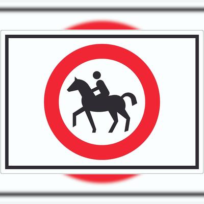 HB-Druck Reiten verboten Symbol Aufkleber A8 (52x74mm)
