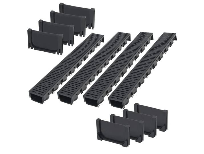 Caniveau De Drainage 4 Pcs Plastique 4 M
