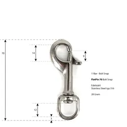 11BAR Flatpin Boltsnap - 70mm Edelstahl V4A