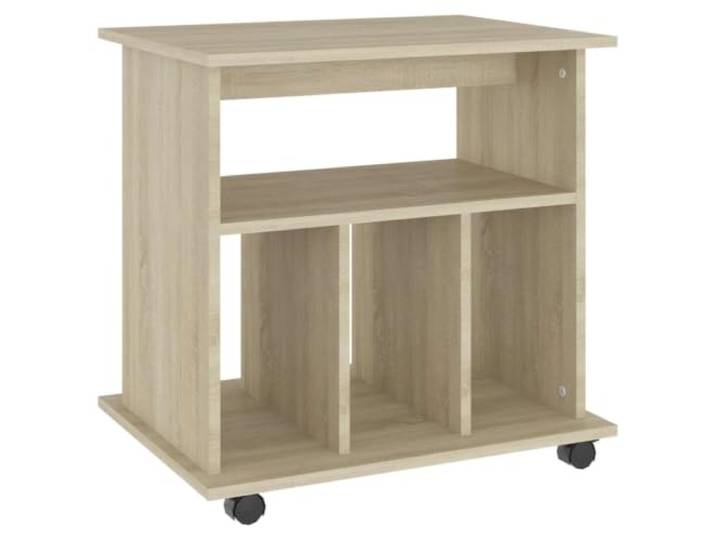 HKLGBVCR Schrank mit Rollen, Sonoma-Eiche, 60 x 45 x 60 cm, Holz Druckeraufbewahrung, Papier und Zubehör, zwei feststellbare Rollen, mobiles Möbelstück, langlebiges Ingenieurholz, Gewinn