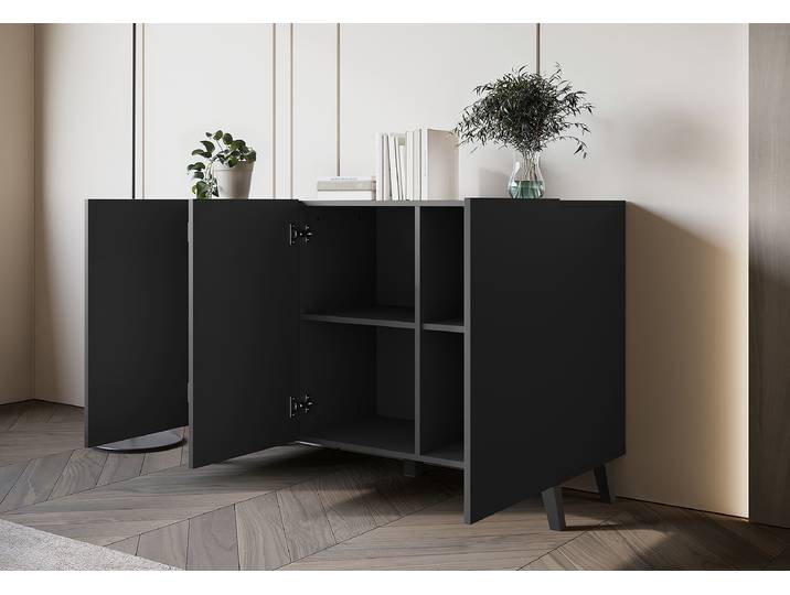 Commode Polku 120 x 76 x 39cm Noir/Noir