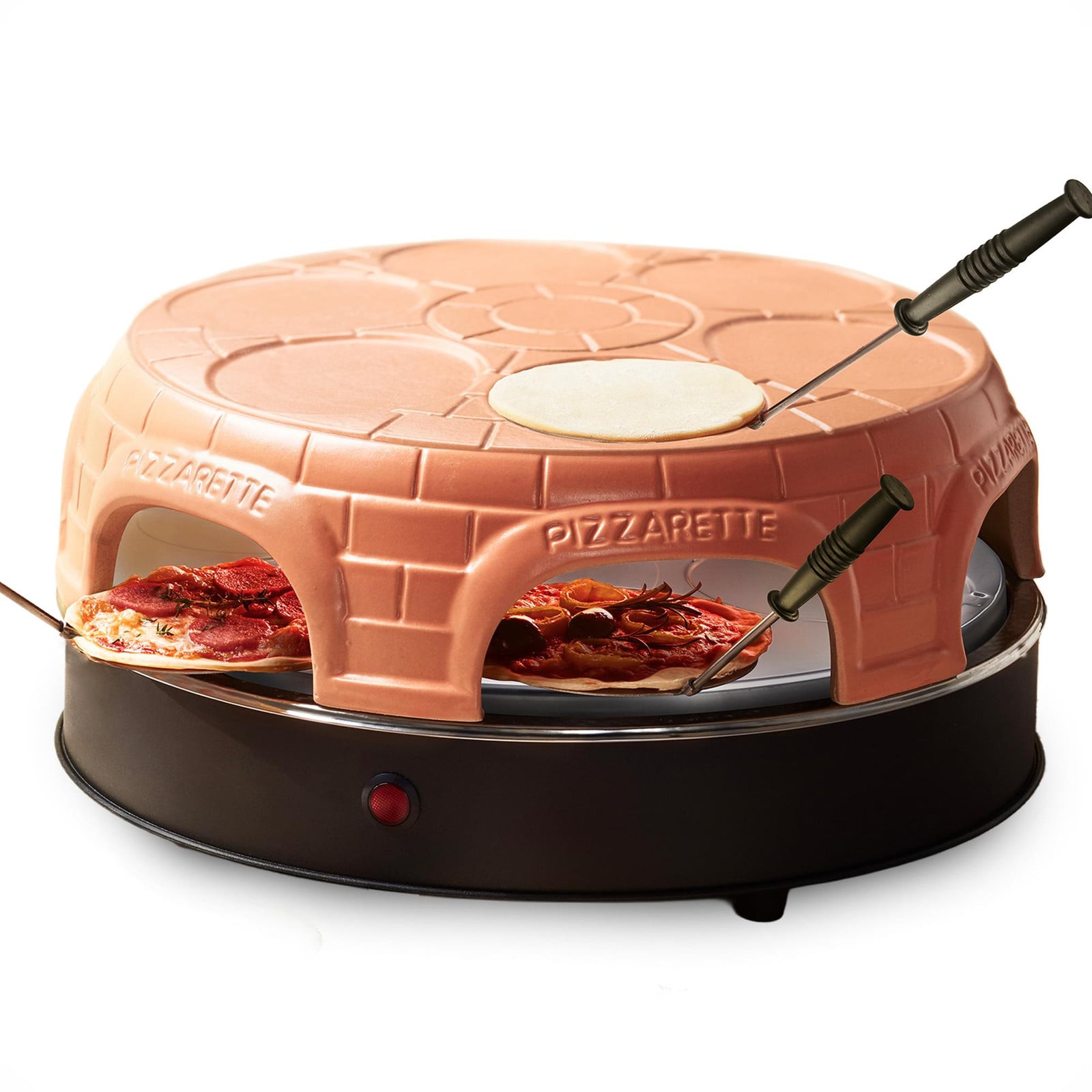 Emerio Pizzarette Original Pizzaoven voor 6 personen met terracotta koepel en 6 bakspatels - 1500 W