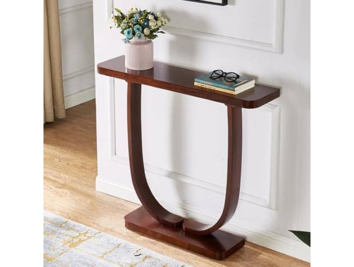 Schmaler Konsolentisch aus Massivholz, Flurtisch mit stabiler Ablage Massivholz, schmales Design, Eingangstisch, stabil, platzsparend(Dark Walnut,31.5in(80cm))