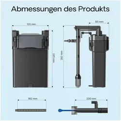 SunSun HBL-801 Anhängefilter (60 l, Aussenfilter, Salzwasser, Süsswasser), Aquarium Filter