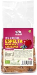 Sol Natural Bolachas de Espelta Com Maçã e Mirtilos Bio 175g