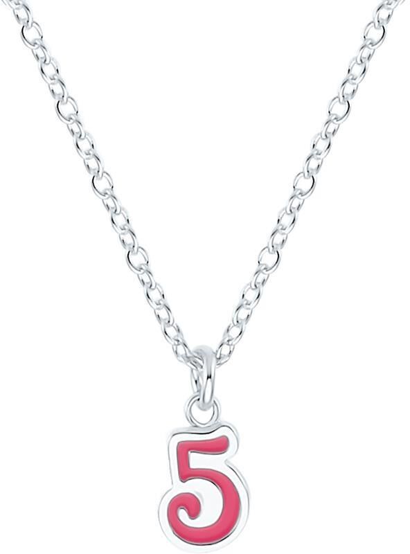Prinzessin Lillifee Kette mit Anhänger Zahl 5 aus 925er Silber, Emaille silber