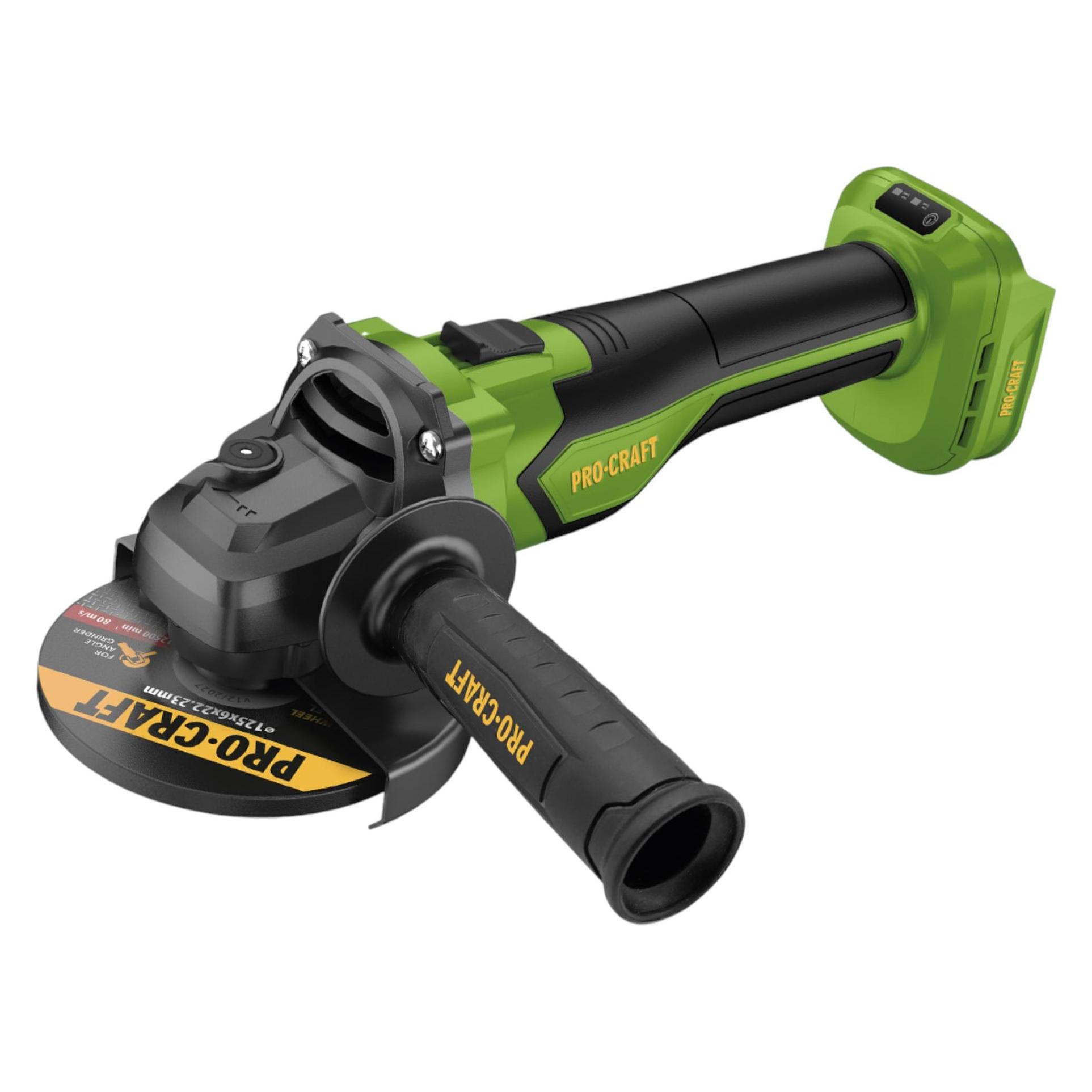 Procraft PGA22-BB Akku Winkelschleifer 20 V 125 mm Brushless + 2x Akku 4,0 Ah + Ladegerät (125 mm) (PGA22-BB)