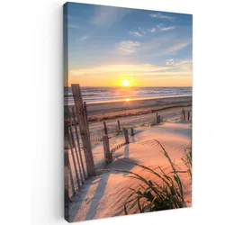 LEINWANDBILD Strand - Meer - Düne - Sonnenuntergang - Landschaft Wanddeko 40x60 cm