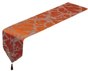 Violet Linen Cordova Abstract Marble Pattern Polyester Jacquard, with Tassles, Decorative Table Runner