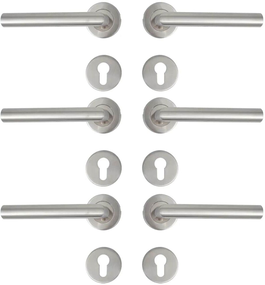 vidaXL Poignée de Porte PZ,Boutons de Porte en Acier Inoxydable 3 Sets