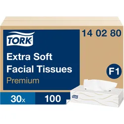 Tork weiche Kosmetiktücher Weiß F1, Premium, 2-lagig, 30 × 100 Blatt, 140280