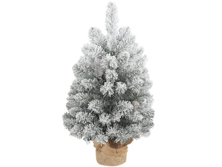 ComfortXL Weihnachtsbaum De-41557 Mini 60 cm, Schnee, 6 Zapfen, Grün, Weiß, Kunststoff, 60 cm, Dekoration, Weihnachtsdekoration, Christbäume & Zubehör