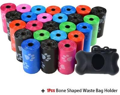 Inspired Finds Solid Color Printed Pet Poop Bags Portable Dog Walking Waste & House Use Bags 6pcs Set Mix