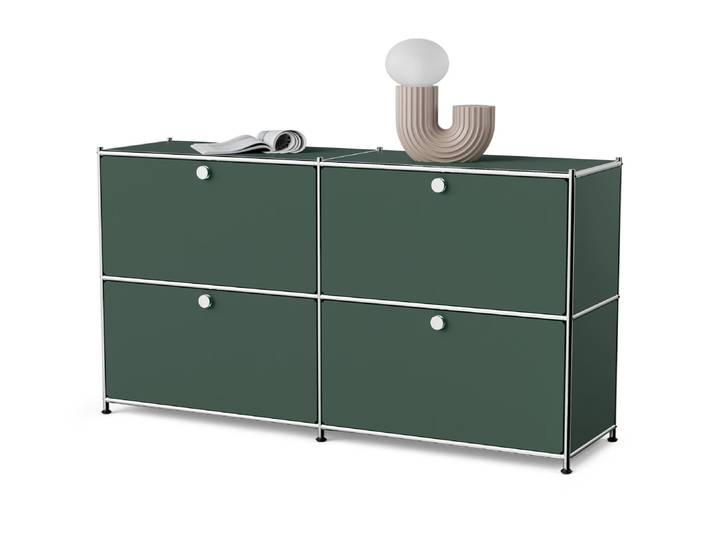Tchibo - Sideboard Metall »Cn3« mit 4 Klappenfächern - 152x40x82,5cm - olivgrün -