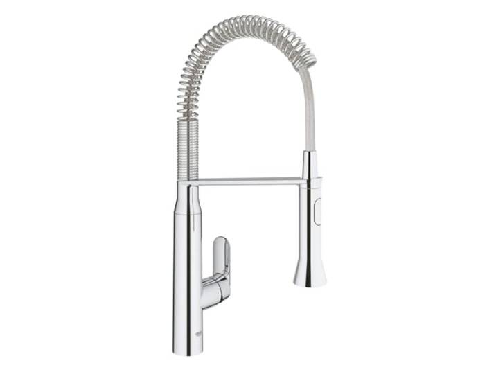 GROHE K7, Profi Küchenarmatur 2 Strahlarten (Wasserhahn mit ausziehbarer Metallbrause, 140° schwenkbar, wassersparend dank variabler Mengenbegrenzung, einfache Spülbecken-Montage) chrom, 31379000