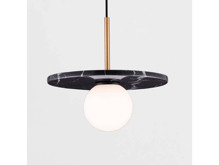 Suspension Idor Ø 30cm Noir/Noir verre opale / marbre LED G9