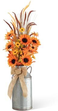 Glitzhome 3ft Fall Sunflower Leaf Potted Tree Thanksgiving Porch Decor