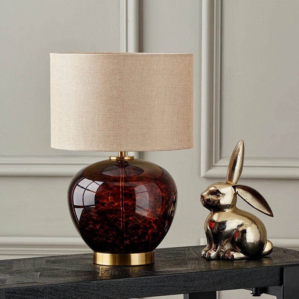 Jomelle Tortoiseshell Rounded Glass Table Lamp