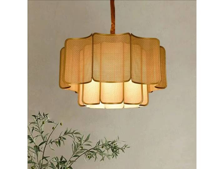 Style japonais anneau lustre Vintage luxe blanc en aluminium lumière chambre cuisine île salon salle à manger hôtel chambre lampe