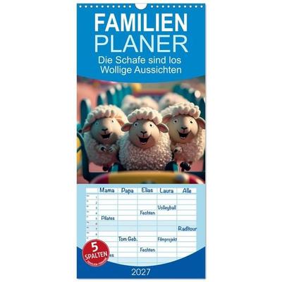 Familienplaner 2027 - Die Schafe sind los Wollige Aussichten mit 5 Spalten (Wandkalender, 21 x 45 cm) CALVENDO