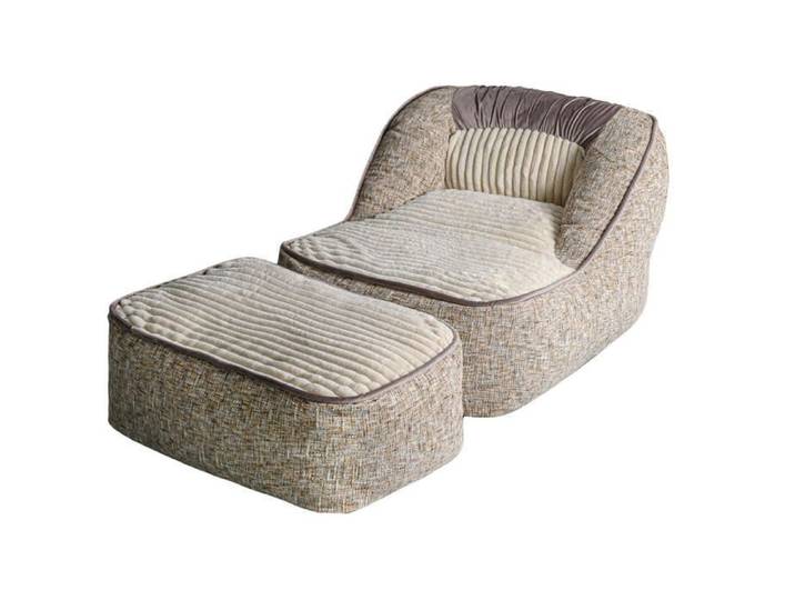 VERCART Chaise longue Avec repose-pieds Convient pour le salon 180x90x76cm Beige