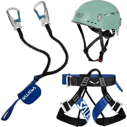 Klettersteig Komplettset Salewa Premium Attac + Salewa Via Ferrata Pro Evo Gurt + LACD Protector Helm mint